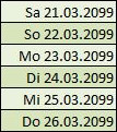 Wochentag und Datum im benutzerdefinierten Format