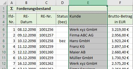 Excel-Tipp 146 Ausgangssituation