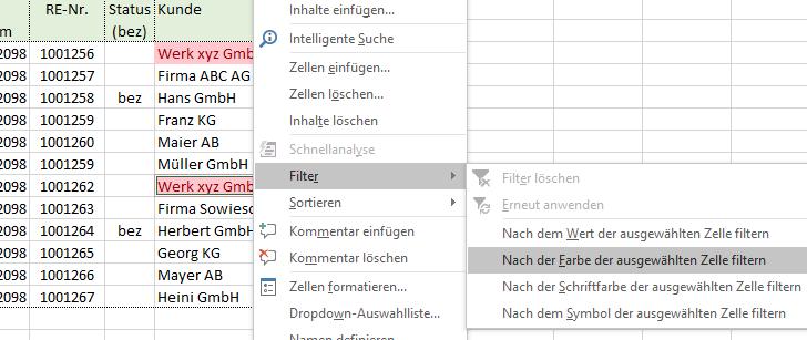 Excel-Tipp 147 Nach Farbe filtern