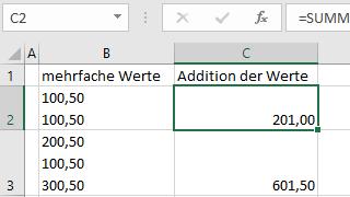 Excel-Tipp 149 Mehrere Zahlenwerte aus einer Zelle addieren