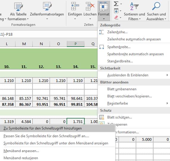 Excel-Tipp 151 Zelle sperren zur Symbolleiste für Schnellzugriff hinzufügen