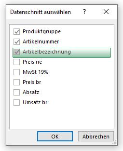 Excel-Tipp 153 Auswahl der Datenschnittfilter