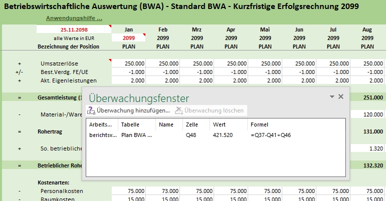 Überwachungsfenster überlagernd